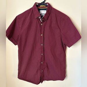 Men's Maroon Denim & Flower Short Sleeve Shirt Size S Slim Fit